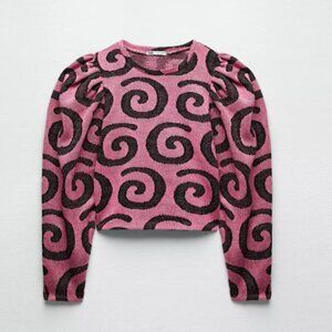 Zara Cropped Jacquard Sweater